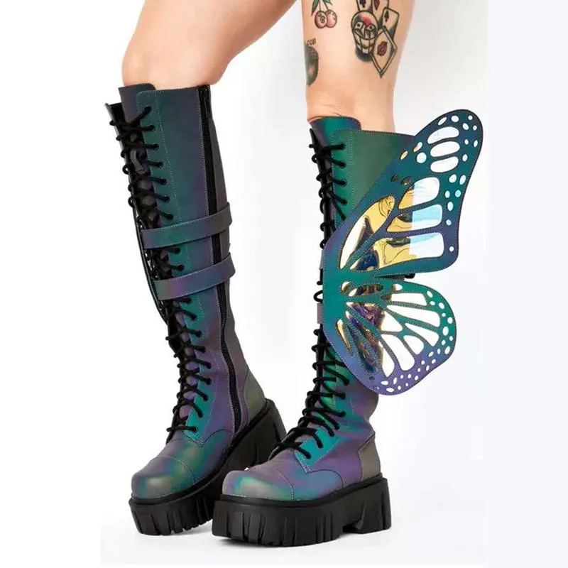 Butterfly Wings Design Knee High Boot