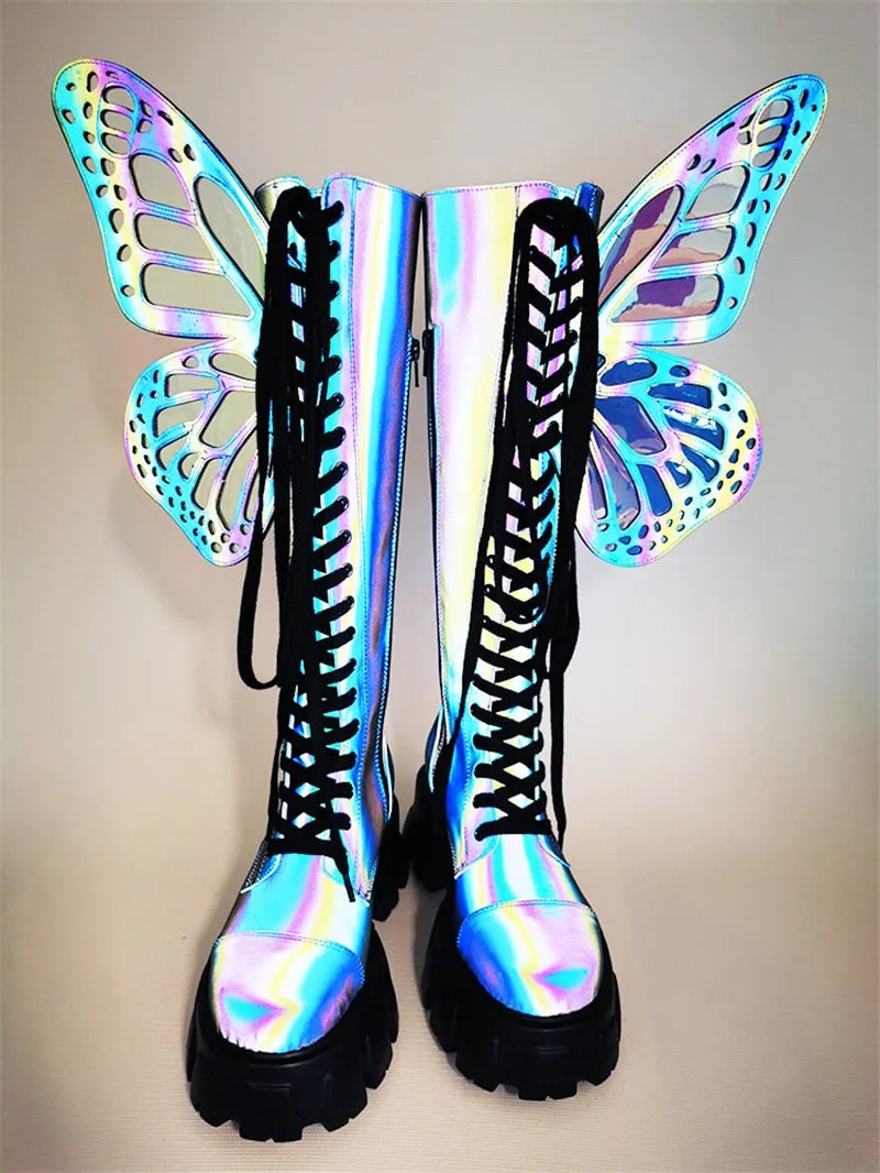 Butterfly Wings Design Knee High Boot