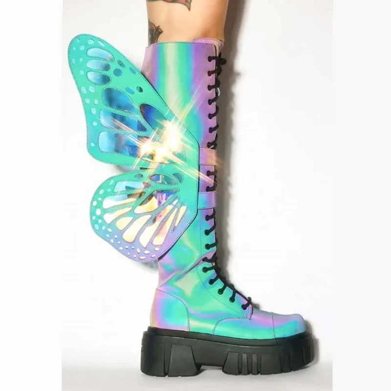 Butterfly Wings Design Knee High Boot