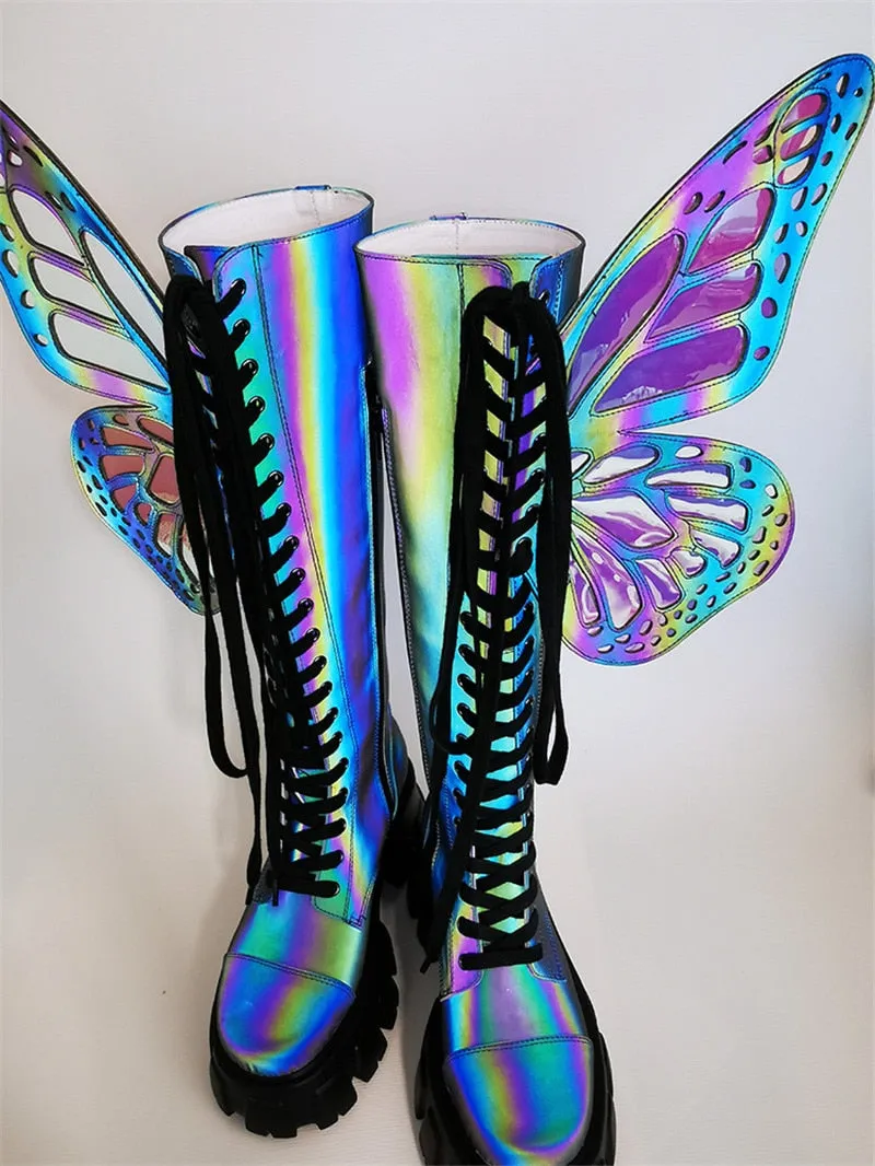 Butterfly Wings Design Knee High Boot