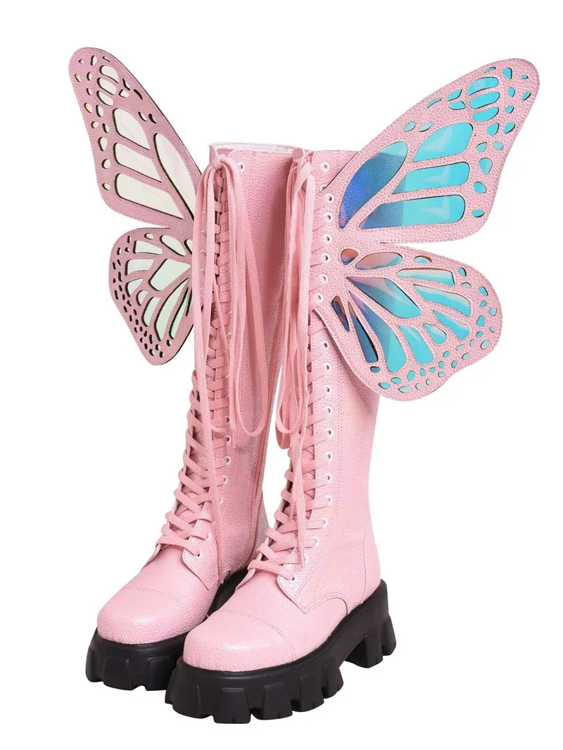 Butterfly Wings Design Knee High Boot