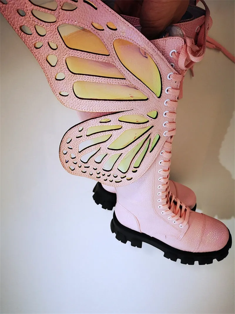 Butterfly Wings Design Knee High Boot