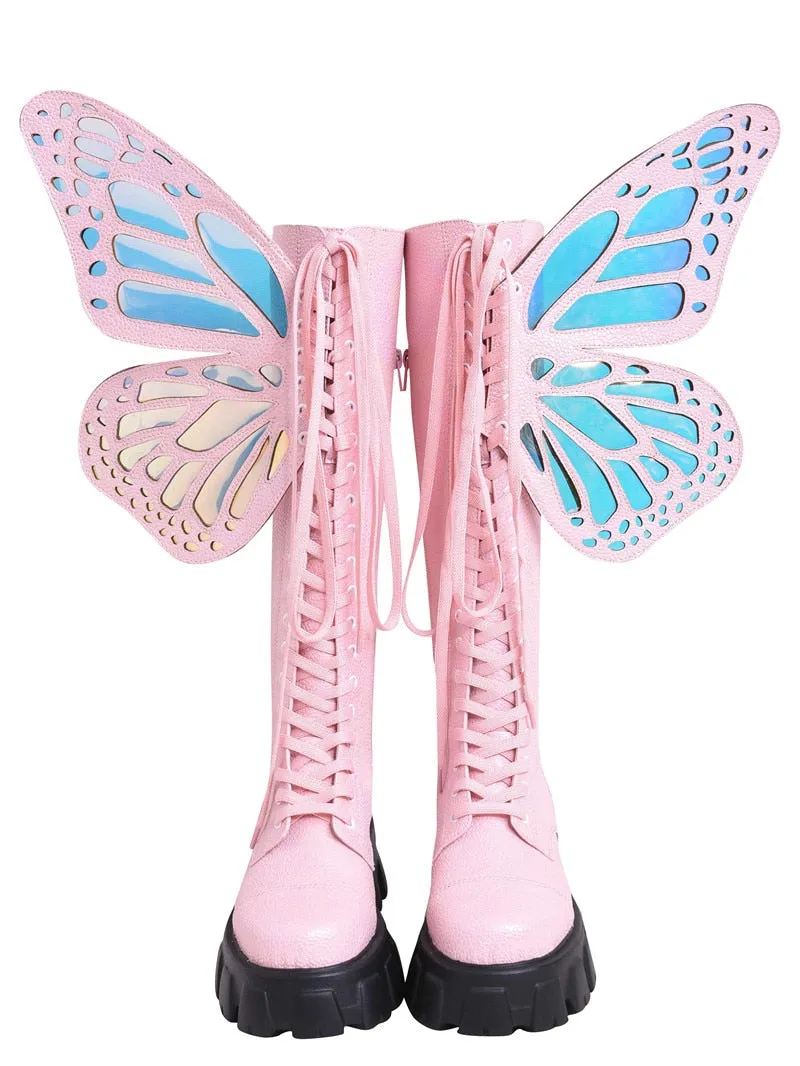 Butterfly Wings Design Knee High Boot