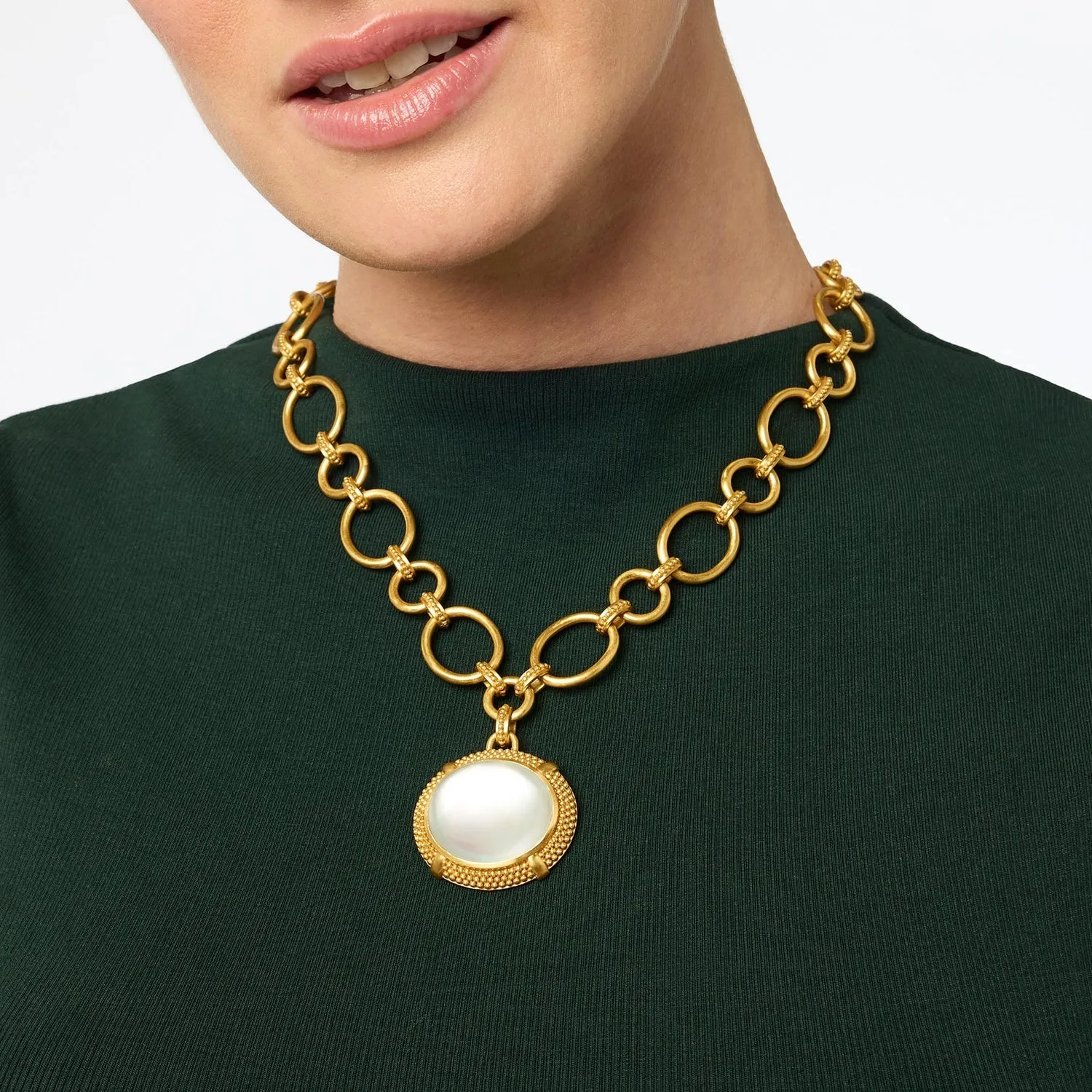 CABOCHON STATEMENT NECKLACE-IRIDESCENT CLEAR CRYSTAL