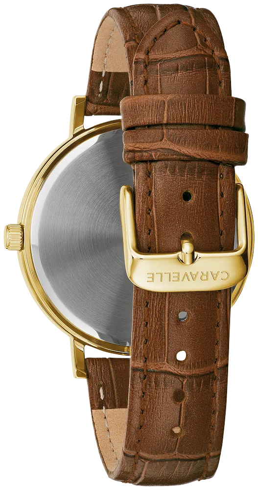 Caravelle by Bulova Mens Gold & Brown Leather Watch