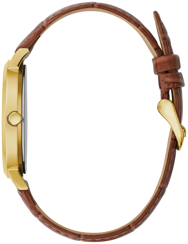 Caravelle by Bulova Mens Gold & Brown Leather Watch
