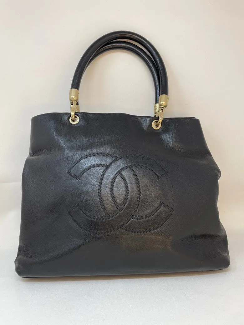 Chanel Calfskin Tote Bag Black Large