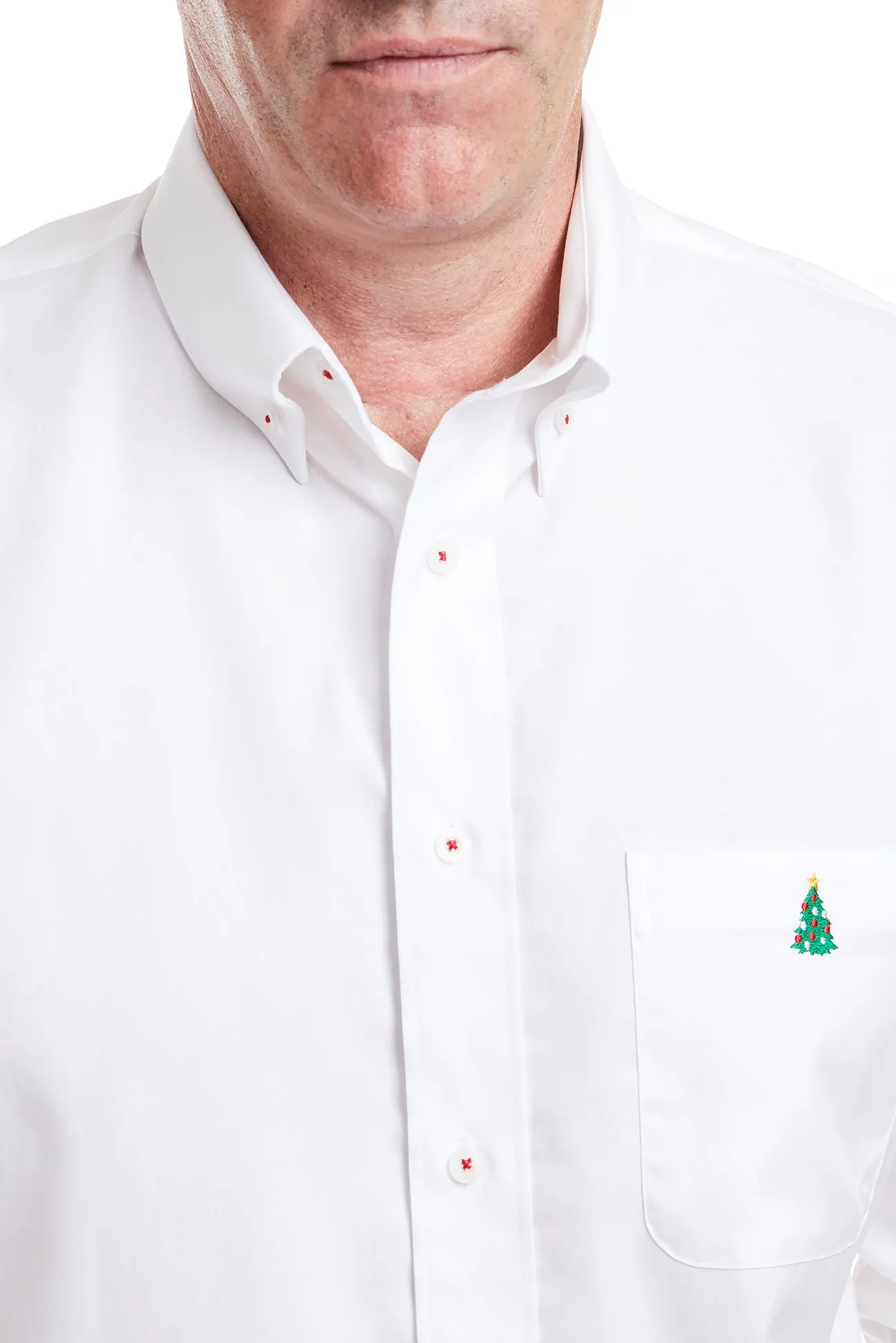 Chase Shirt White Oxford with Single Christmas Tree