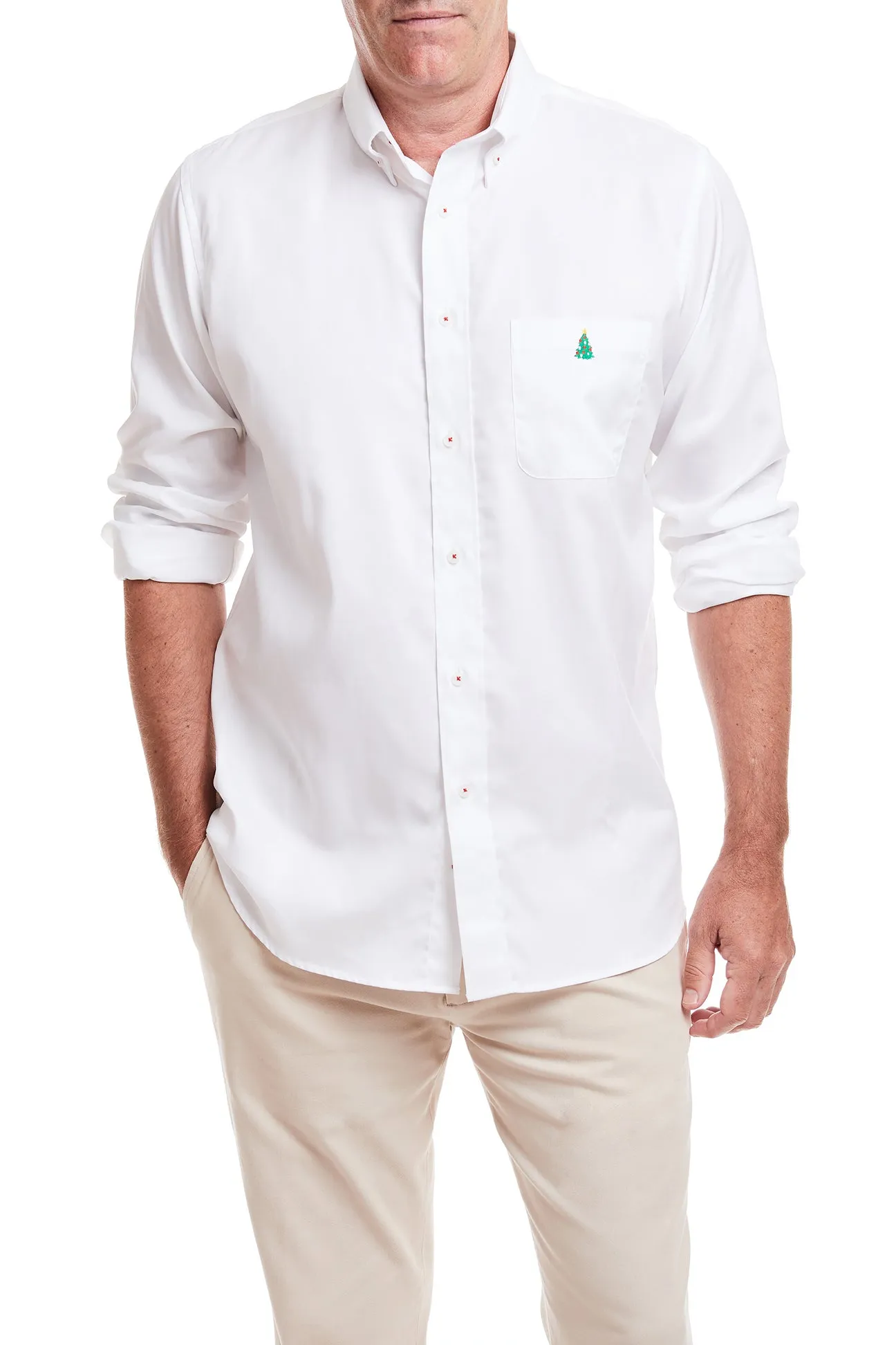 Chase Shirt White Oxford with Single Christmas Tree
