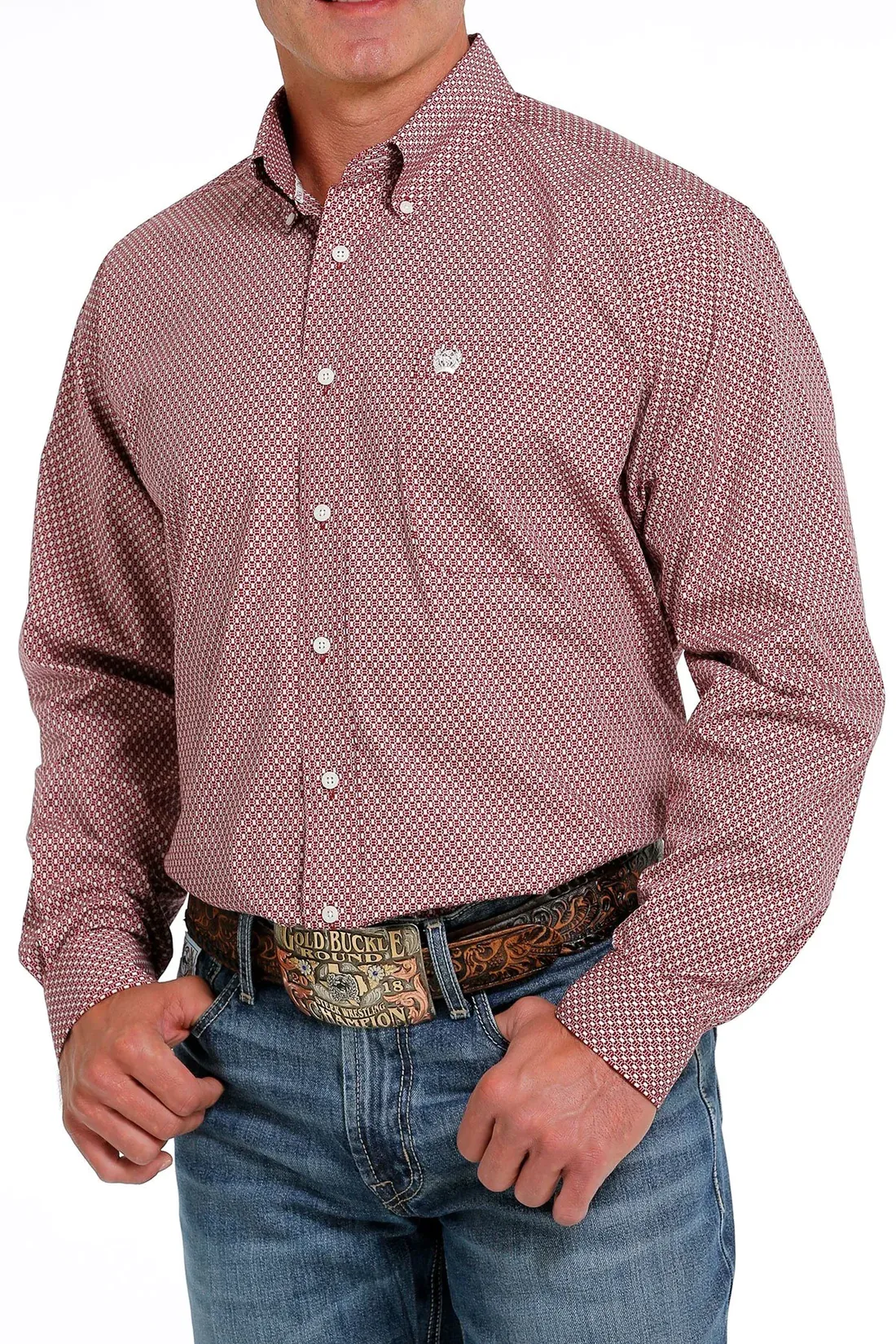 Cinch Men's Western Geometric Red Shirt