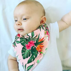 CLEARANCE Chuckles & Caz Dribble Bib Pink Hawaiian