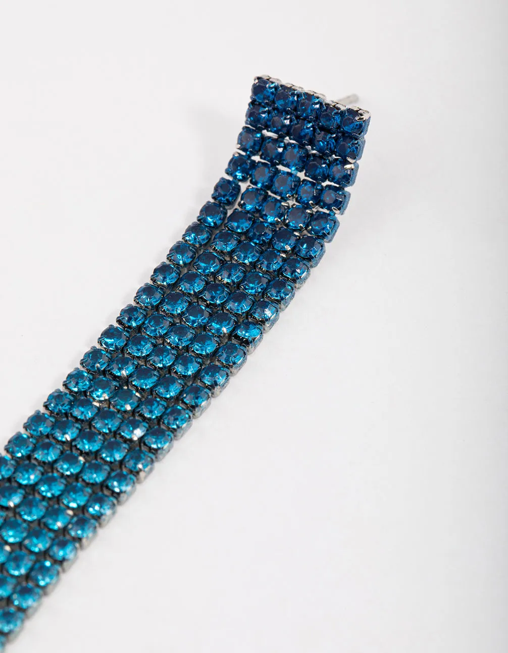 Coated Blue Graduated Colour Cupchain Drop Earrings