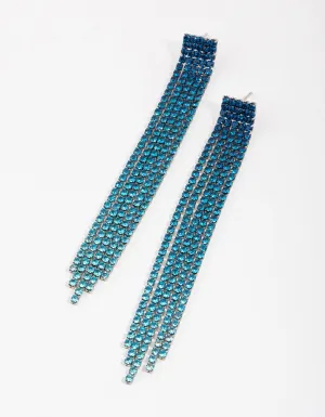 Coated Blue Graduated Colour Cupchain Drop Earrings