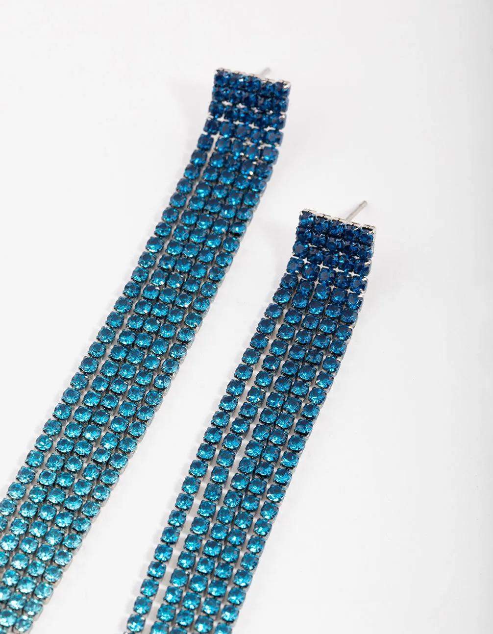 Coated Blue Graduated Colour Cupchain Drop Earrings
