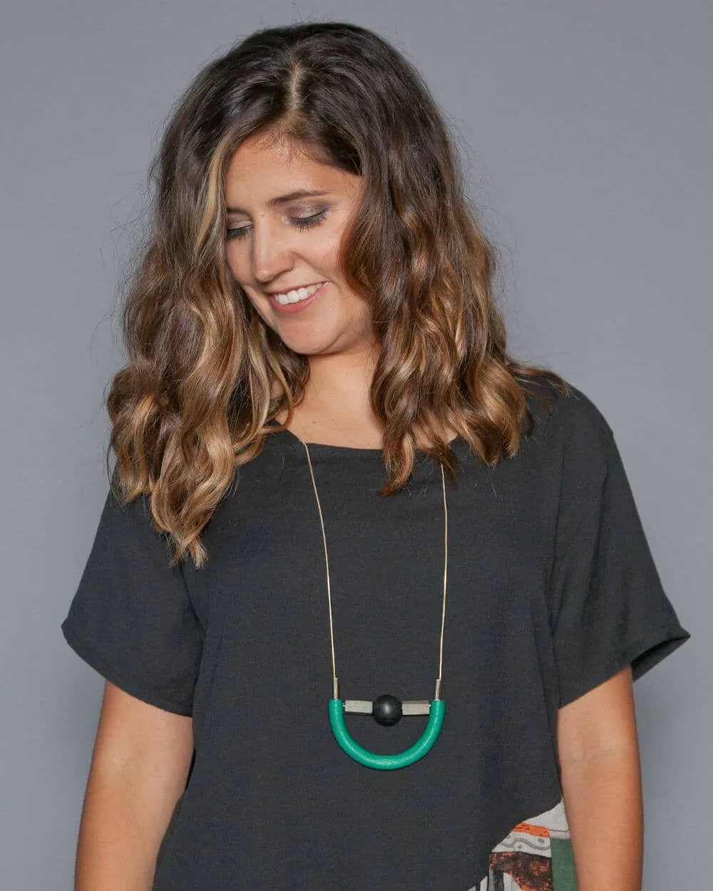 Crescent Wood Jaelyn Necklace Green