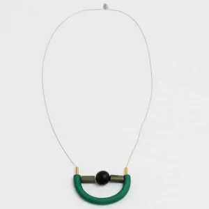 Crescent Wood Jaelyn Necklace Green