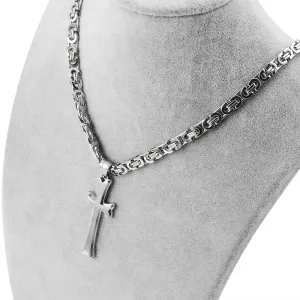 Cross Pendant Necklace Chains Hip Hop Stainless Steel Byzantine Emperor Chain Necklaces