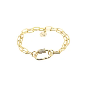 Crystal Link Lock Charm Bracelet