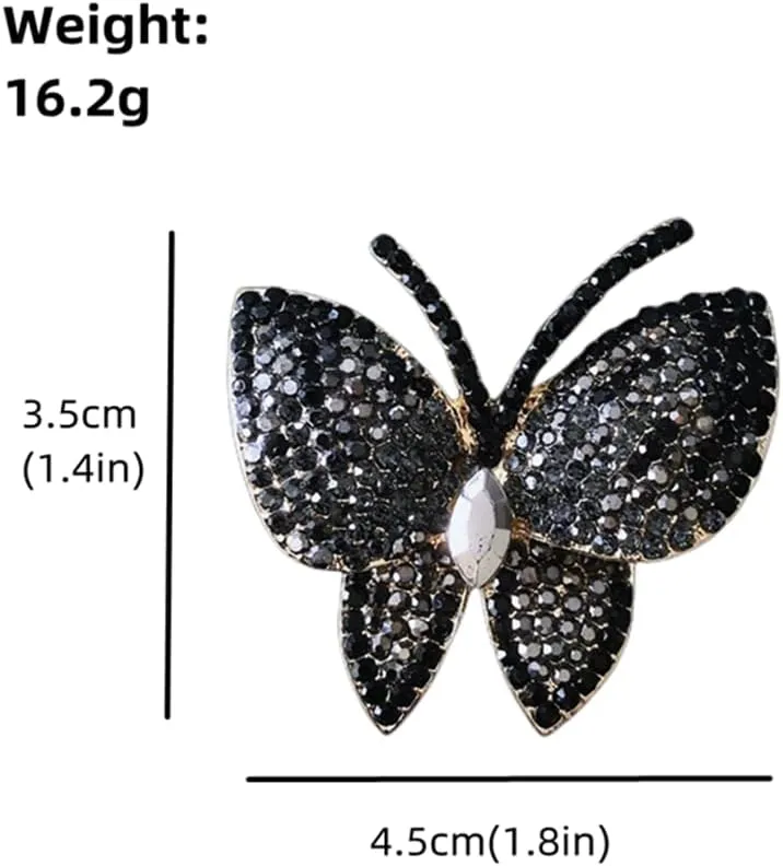 Crystal Rhinestone Butterfly Brooch Pin for Women Girls Elegant Sparkle Butterfly Lapel Pin Wedding Bride Prom Dress Accessories