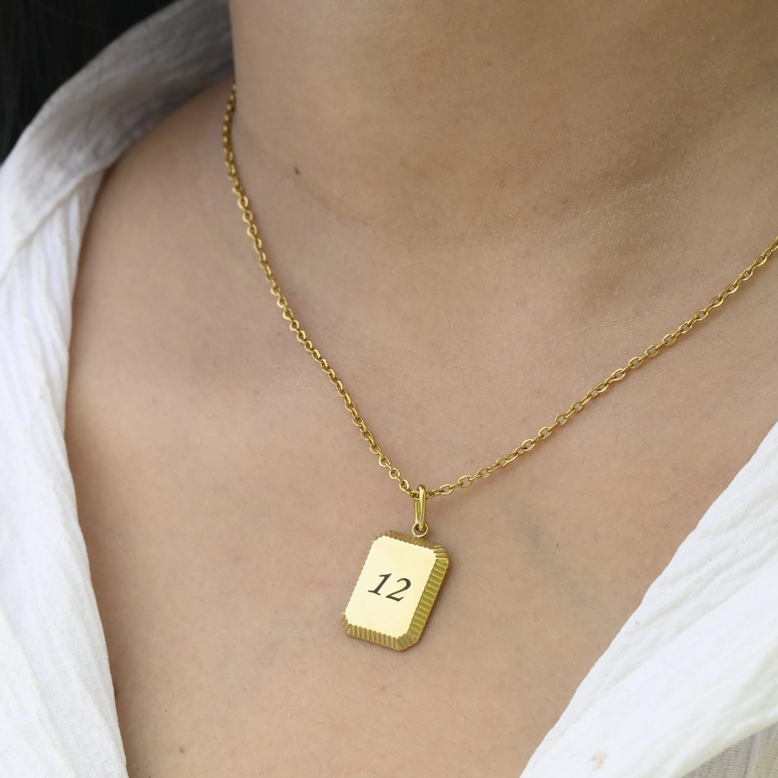 Custom Number Necklace | Personalized Necklace | Engraved Necklace | Rectangle Charm Necklace | Necklaces for Women | Pendant Necklace