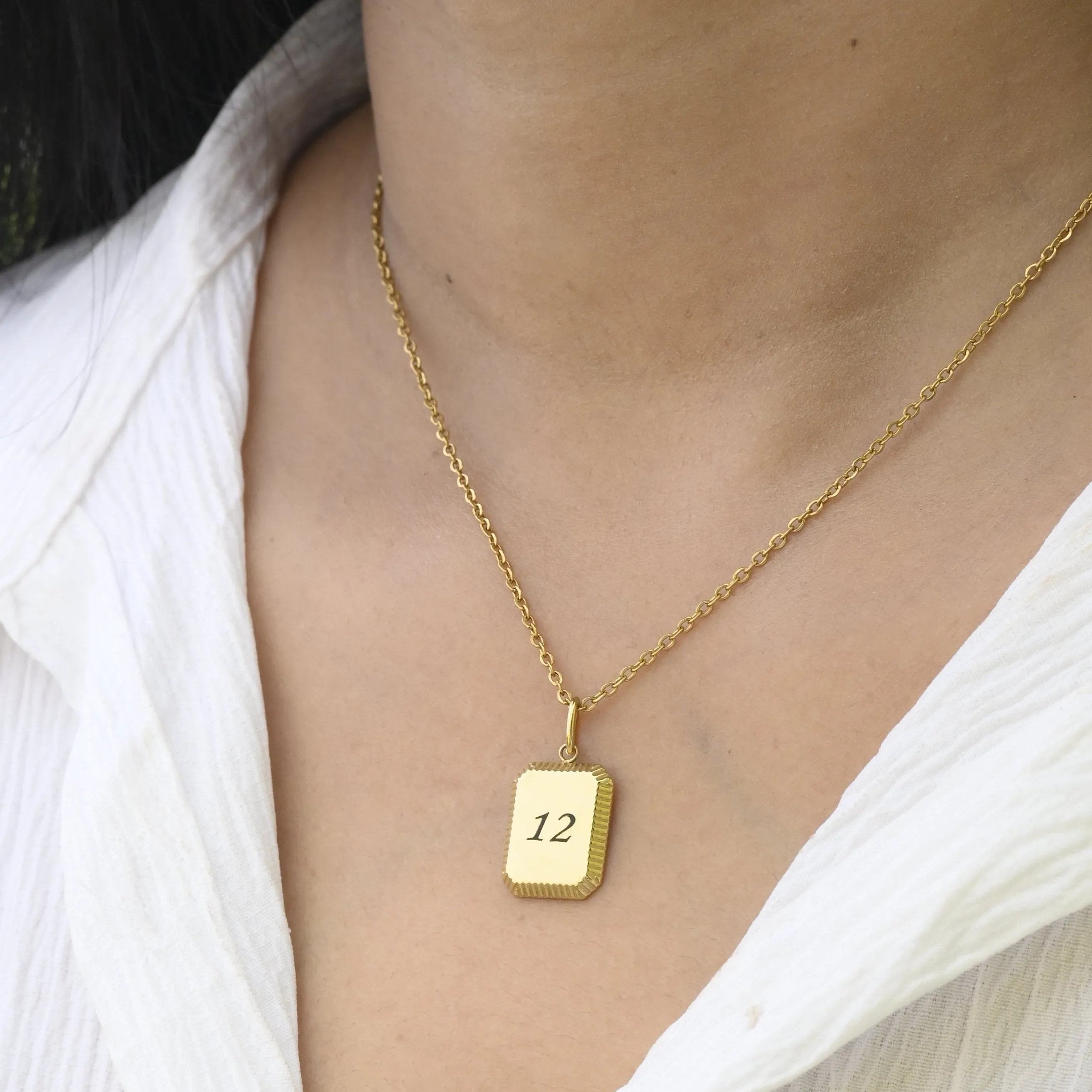 Custom Number Necklace | Personalized Necklace | Engraved Necklace | Rectangle Charm Necklace | Necklaces for Women | Pendant Necklace