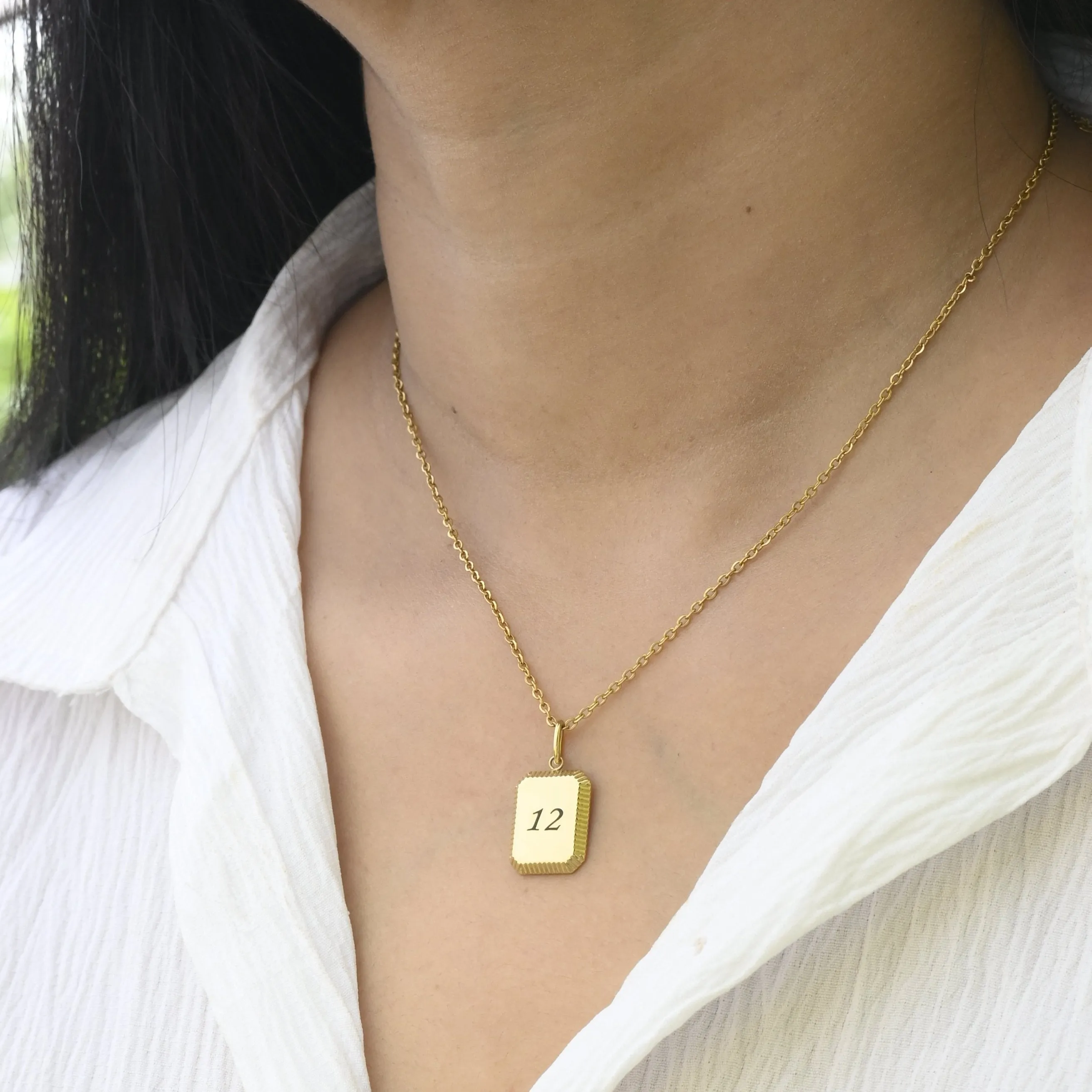 Custom Number Necklace | Personalized Necklace | Engraved Necklace | Rectangle Charm Necklace | Necklaces for Women | Pendant Necklace