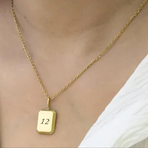 Custom Number Necklace | Personalized Necklace | Engraved Necklace | Rectangle Charm Necklace | Necklaces for Women | Pendant Necklace