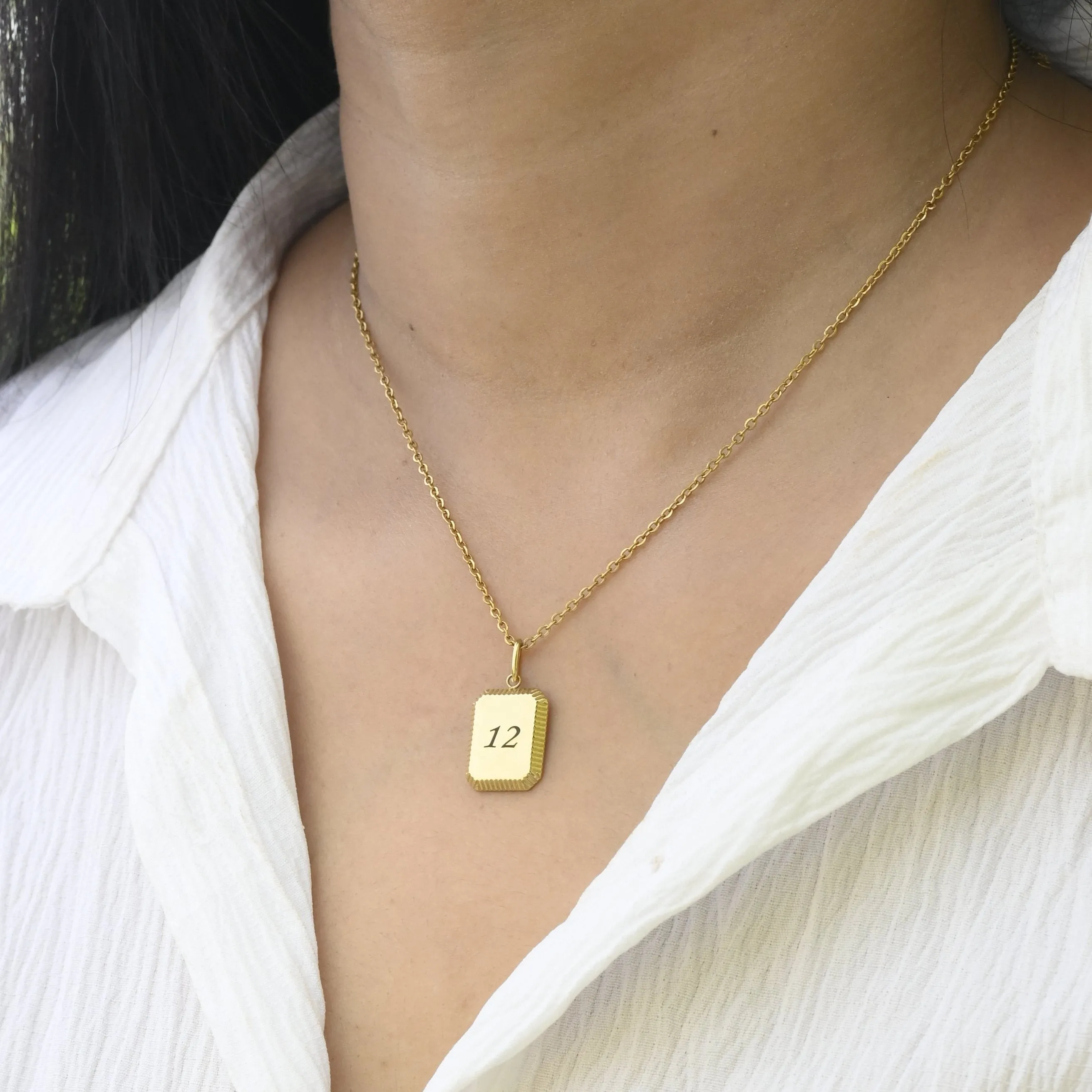 Custom Number Necklace | Personalized Necklace | Engraved Necklace | Rectangle Charm Necklace | Necklaces for Women | Pendant Necklace
