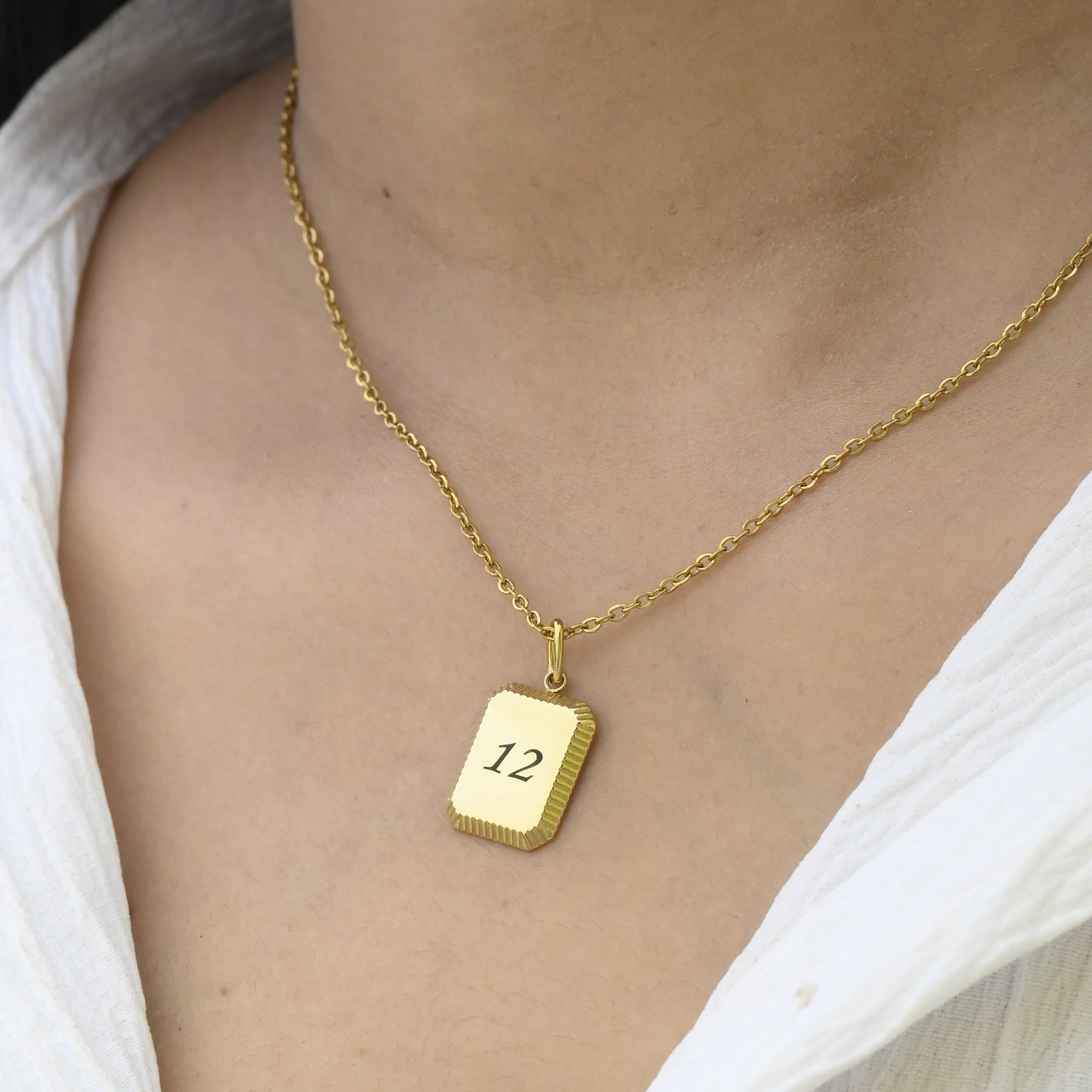 Custom Number Necklace | Personalized Necklace | Engraved Necklace | Rectangle Charm Necklace | Necklaces for Women | Pendant Necklace