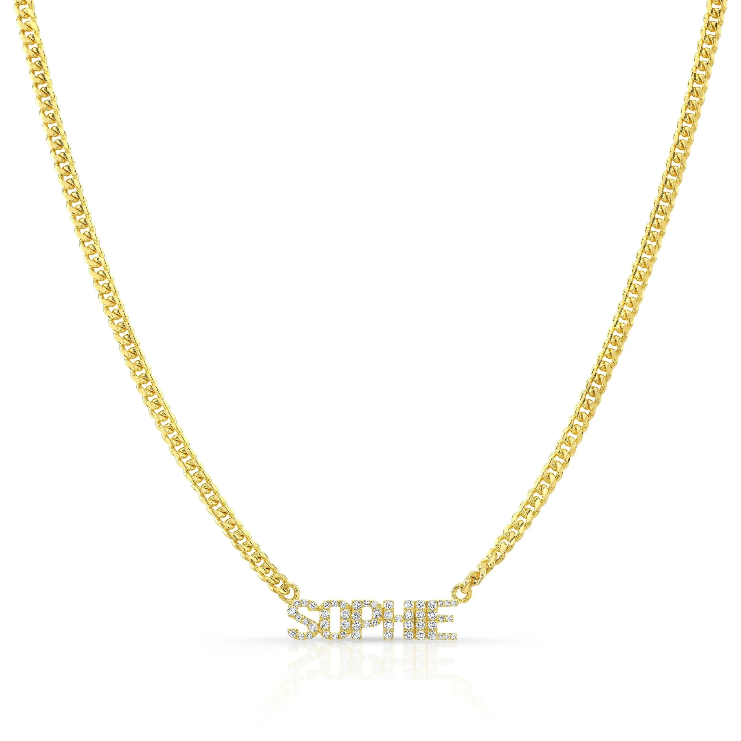 Diamond Nameplate on Cuban Link Necklace