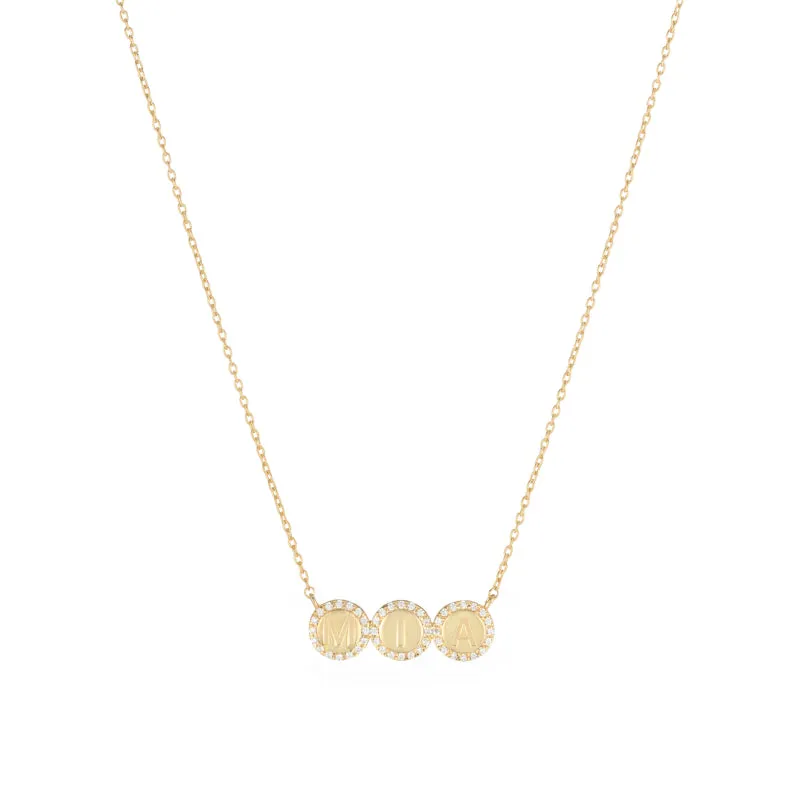 Diamond Pavé Personalized Disc Necklace