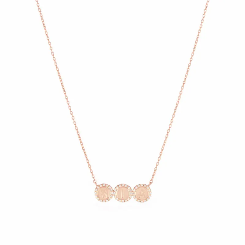 Diamond Pavé Personalized Disc Necklace