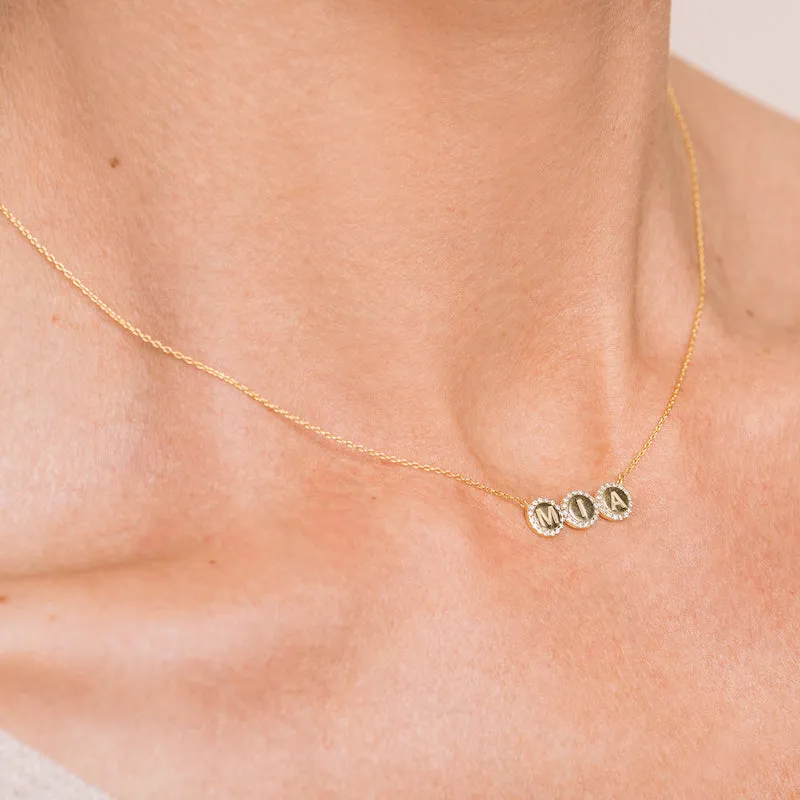 Diamond Pavé Personalized Disc Necklace