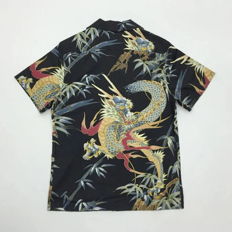 Dragon Bamboo Pattern Hawaiian Shirts for Men - Camp Collar