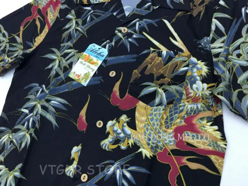 Dragon Bamboo Pattern Hawaiian Shirts for Men - Camp Collar