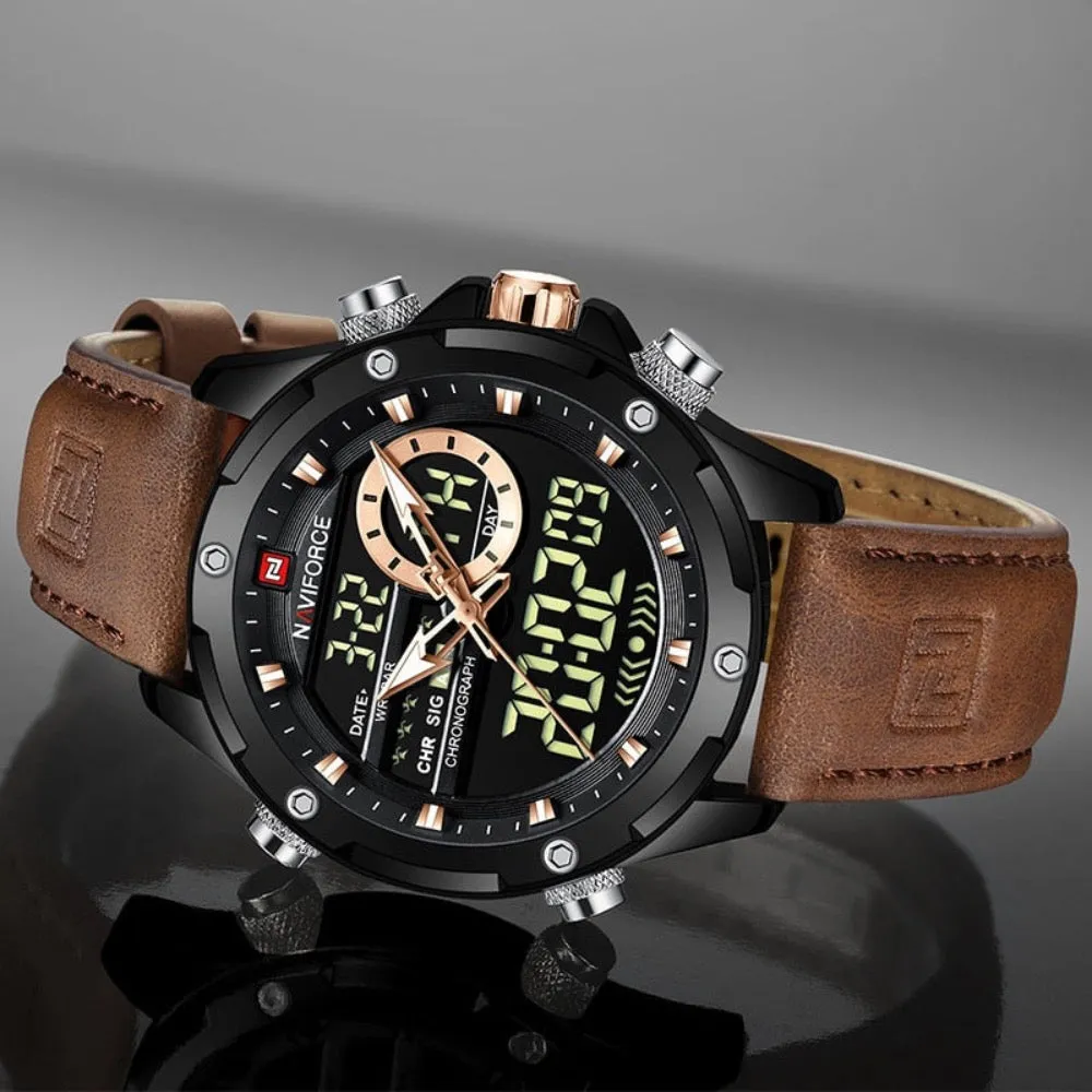 Dual Mode Digital Mens Military Watch Waterproof