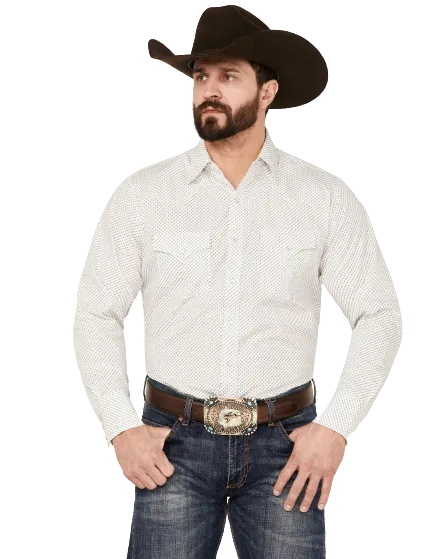 Ely Walker Men's Geo Print Long Sleeve Pearl Snap Western Shirt