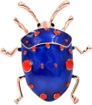 Enamel Beetle Brooches Women Cute Bug Brooch Pin Blue Color Jewelry Gift
