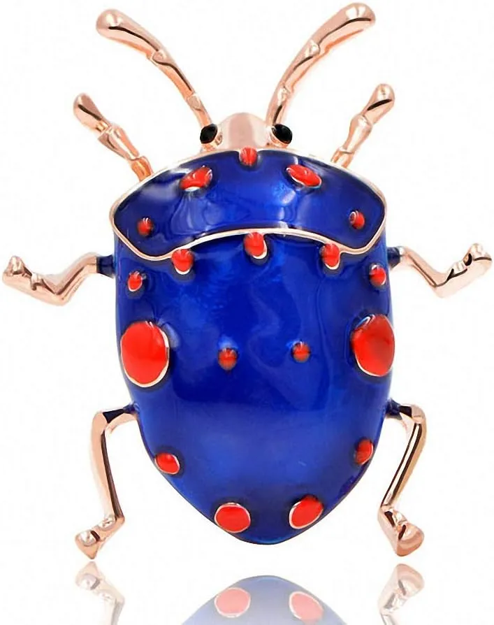 Enamel Beetle Brooches Women Cute Bug Brooch Pin Blue Color Jewelry Gift