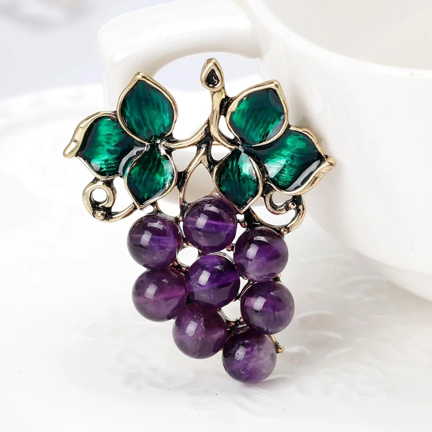 Enamel Fruit Brooch for Women Rhinestones Fruit Lapel Pin Elegant Fruit Brooches Jewelry Gift, Perfect for Dresses Hat Bag
