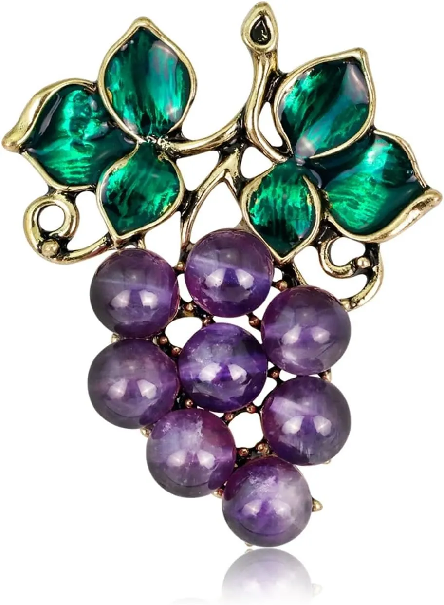 Enamel Fruit Brooch for Women Rhinestones Fruit Lapel Pin Elegant Fruit Brooches Jewelry Gift, Perfect for Dresses Hat Bag