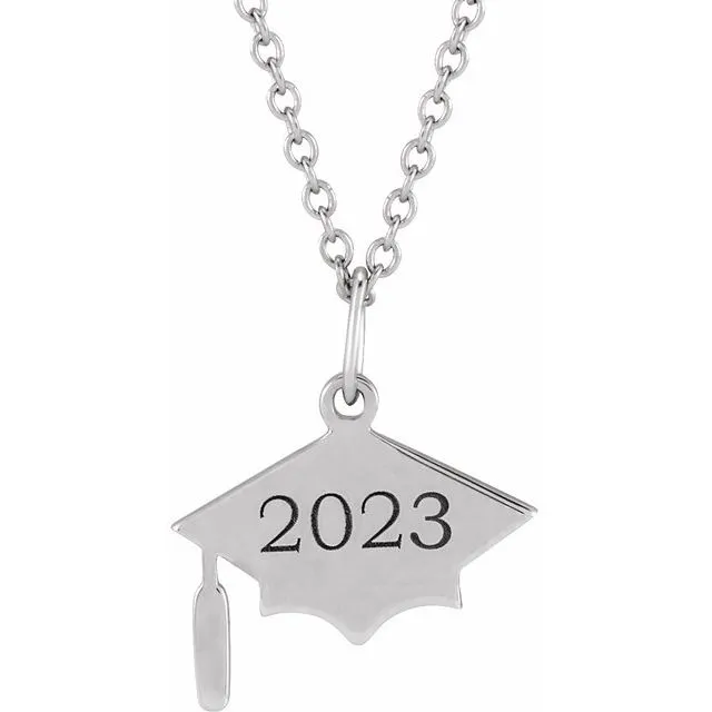 Engravable Graduation Cap 16-18" Necklace