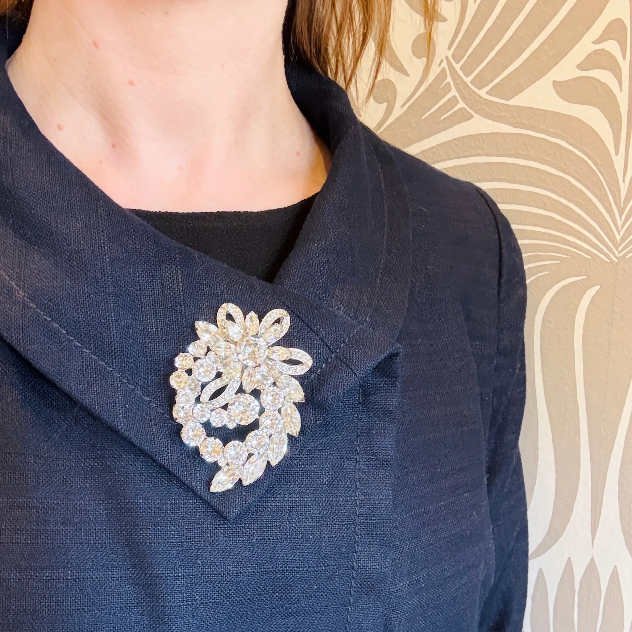 Exuberant Eisenberg Ice Crystal Corsage Brooch
