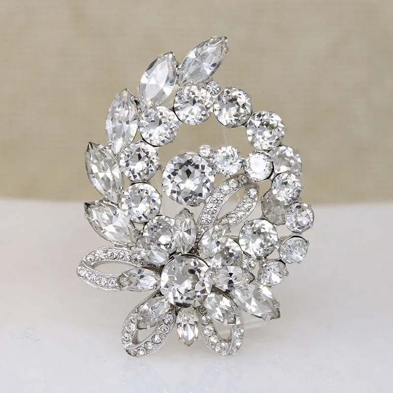 Exuberant Eisenberg Ice Crystal Corsage Brooch