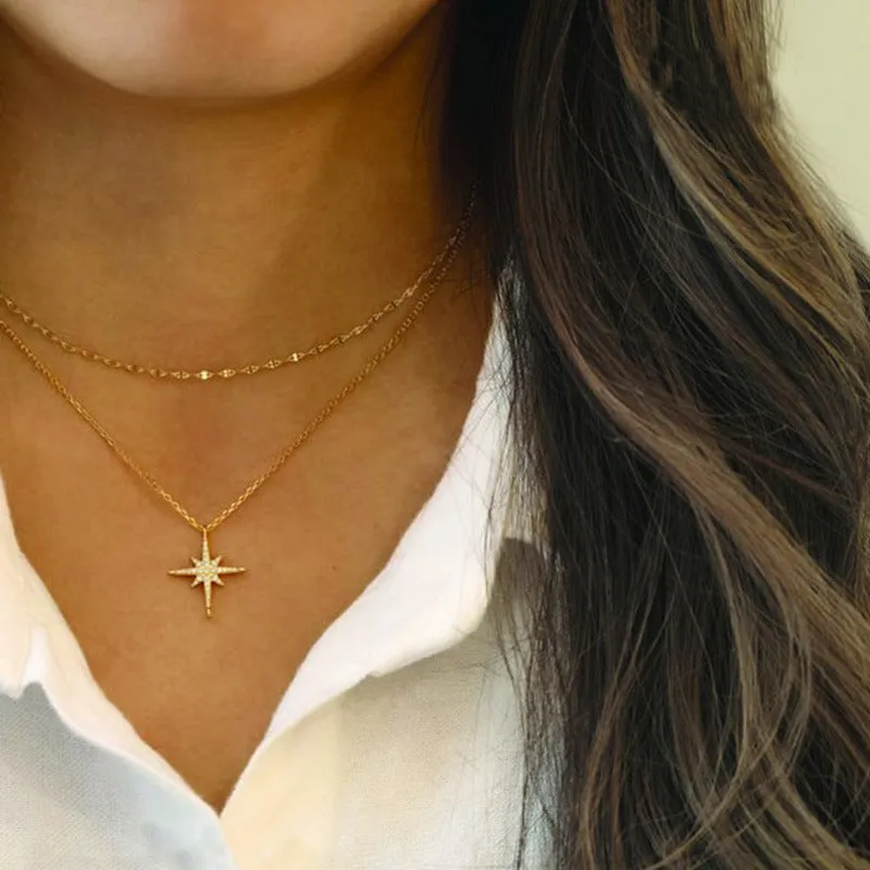 Fashion Big New Point Diamond Pendant Necklace