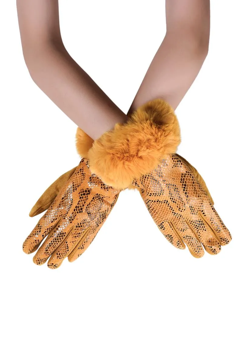 Faux Fur Trim & Snakeskin Print Touch
