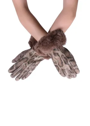 Faux Fur Trim & Snakeskin Print Touch