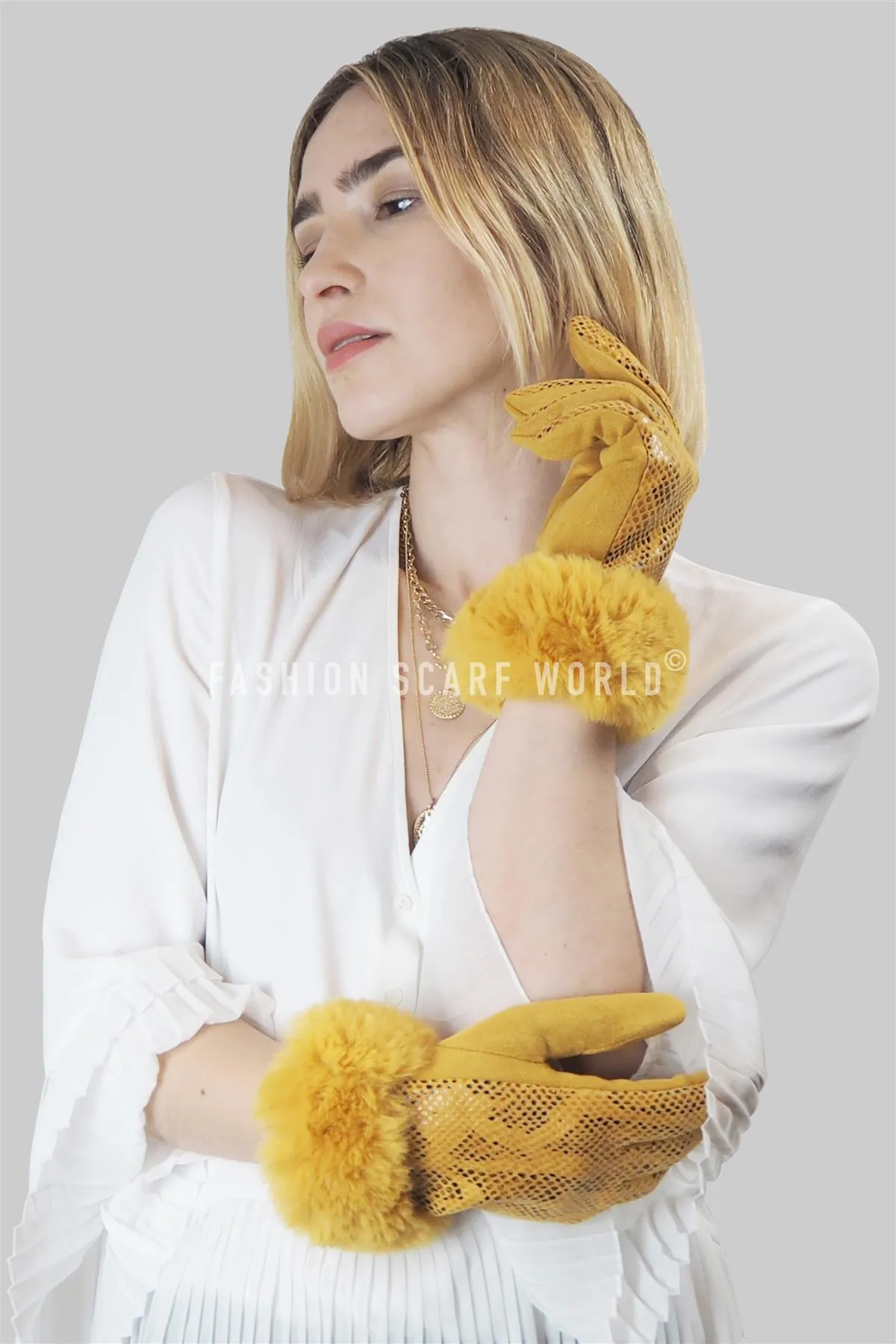 Faux Fur Trim & Snakeskin Print Touch