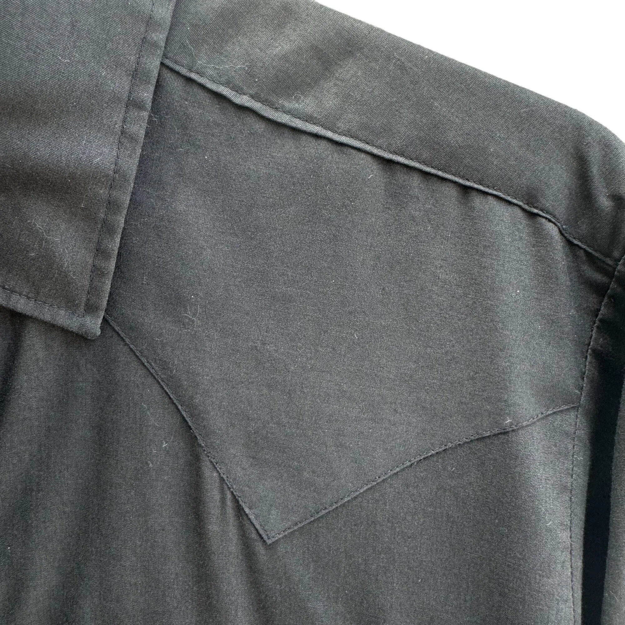 Fenton Western Sportswear Vintage Men's Black Pearl Snap Long Sleeve Shirt - L