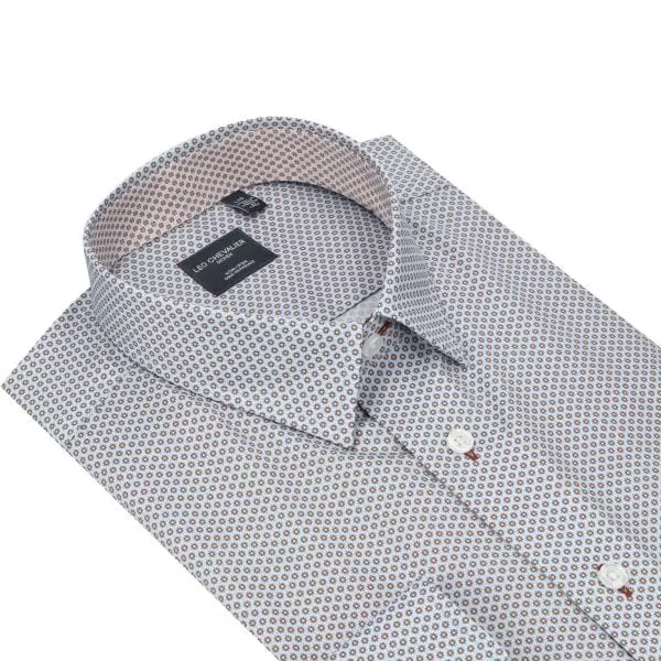 Fine Square Rust Print Long Sleeve Shirt - Style Refined at The Abbey